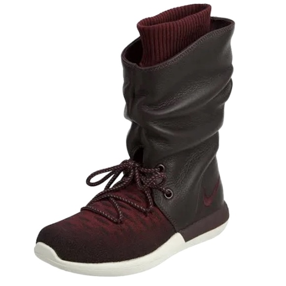 Nike Two Hi Fly Knit Sneaker Boot 8.5 Deep Burgundy - Picture 1 of 8
